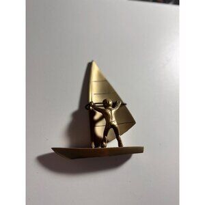 Vintage Brass Sailboat Windsurfing Sculpture Figurine